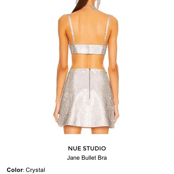 FWRD Nue Studio Jane Bullet Bra in Metallic Silver xs nye night out - Picture 12 of 16